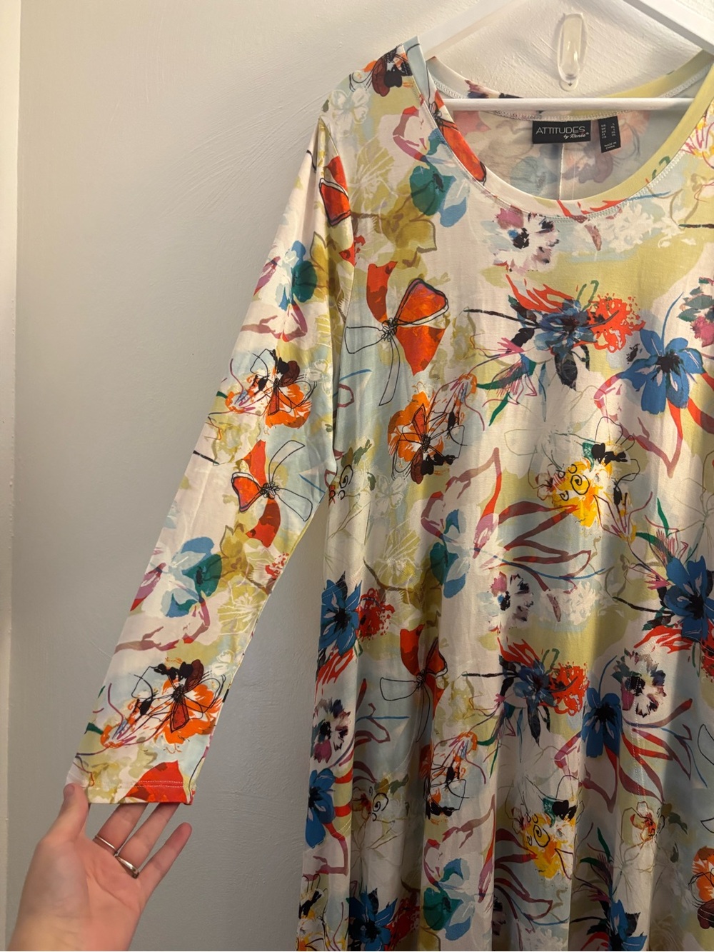 Attitudes by Renee Long Floral Maxi Dress with Blue & Orange Blooms Size Large - Picture 4 of 9